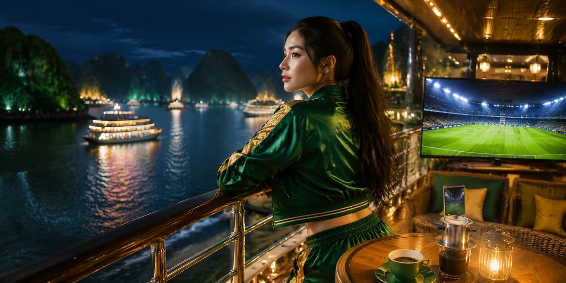 Người dùng Vietnam thưởng thức cà phê và đặt cược trực tuyến tại vịnh Hạ Long