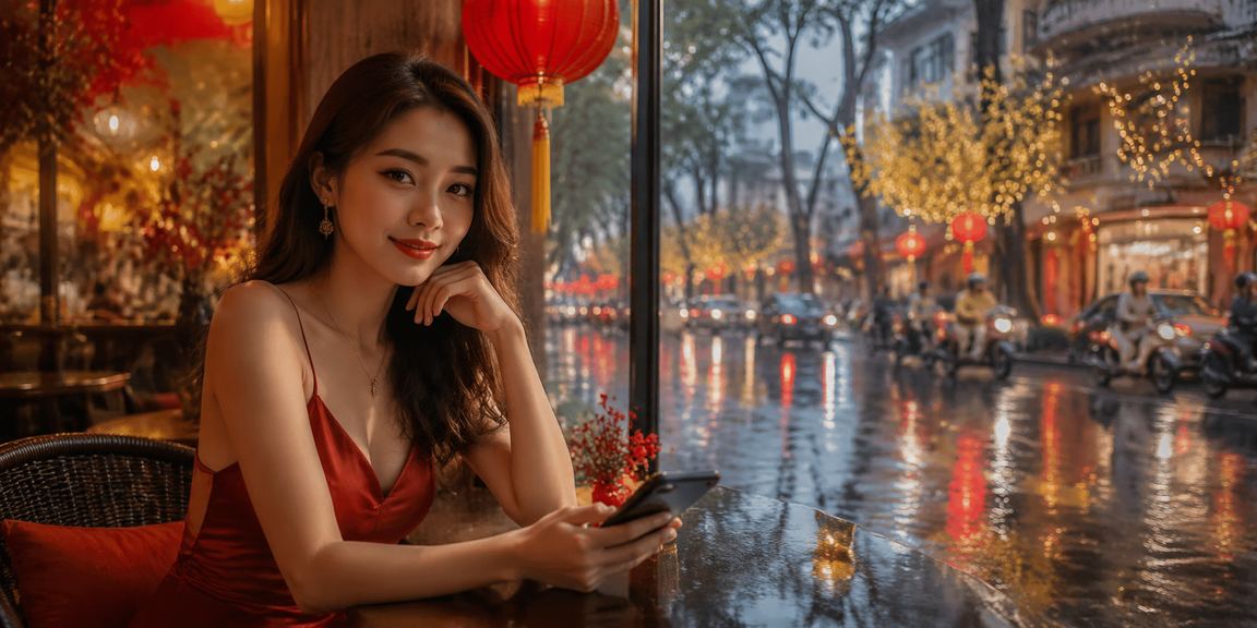 Người dùng TP.HCM tra cứu tỷ lệ kèo bóng đá trên điện thoại tại quán cà phê buổi tối